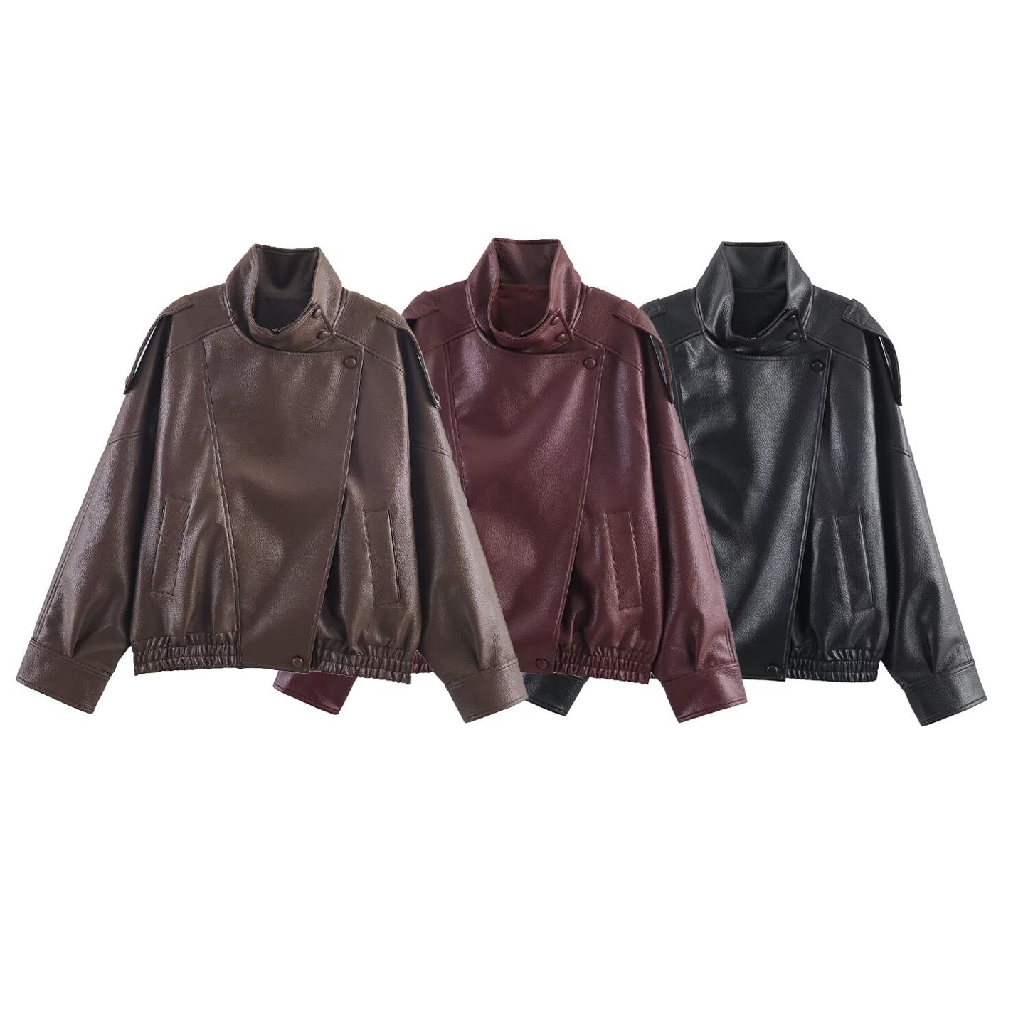 Veste en cuir asymétrique Carla