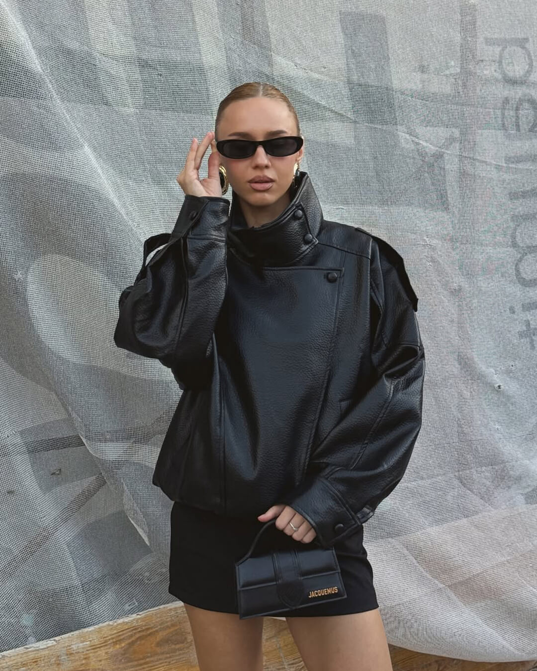 Veste en cuir asymétrique Carla